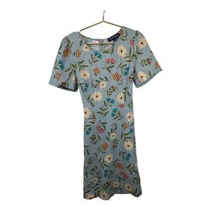 Princess Highway Short Sleeve Light Blue Daisy Floral Dress Fit Flare Size 8